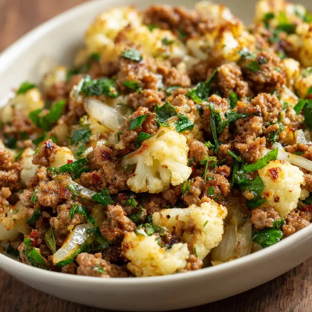 Garlic Butter Ground Turkey with Cauliflower Skillet Recipe