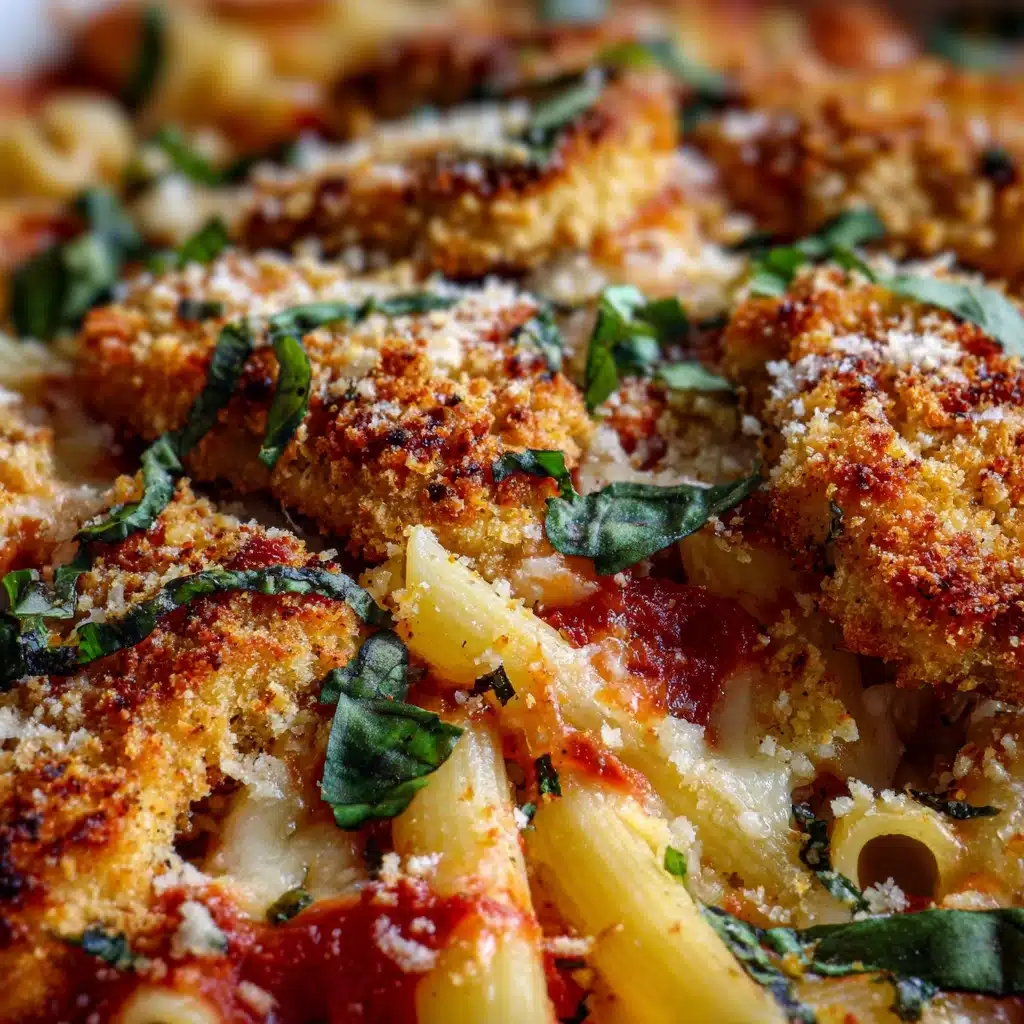 Chicken Parmesan Casserole Baked with Penne Pasta Recipe - Recipe Image