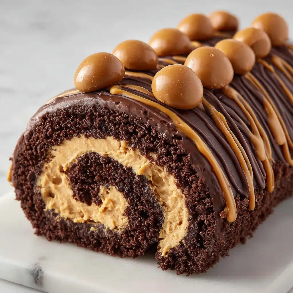 Decadent Chocolate Peanut Butter Cake Roll Recipe - Recipe Image