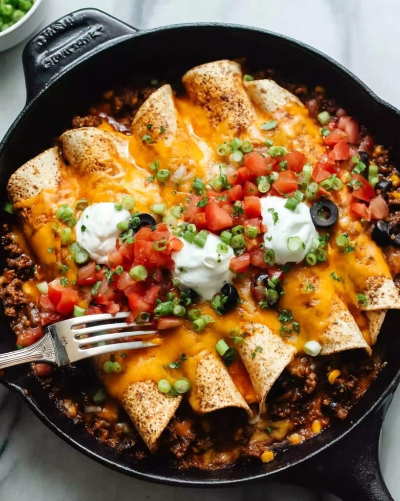 Beef Skillet Enchiladas (Easy One-Pan Recipe) Recipe