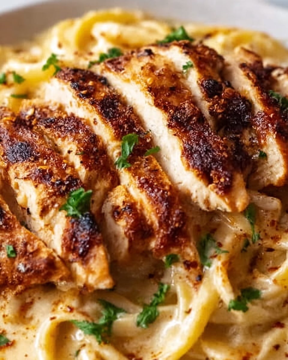 Savory Cajun Chicken over Creamy Parmesan Linguine Recipe - Recipe Image