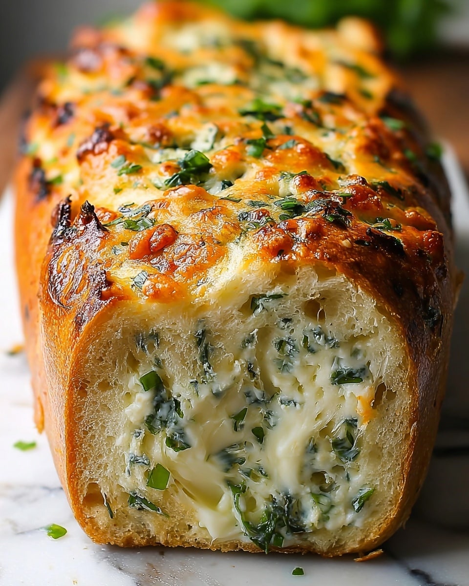 Cheesy Spinach Stuffed Bread Recipe - Recipe Image