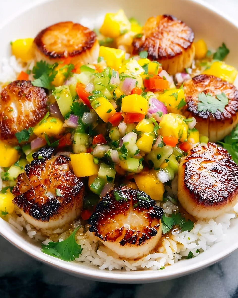 Island-Style Seared Scallops with Mango Salsa Recipe - Recipe Image