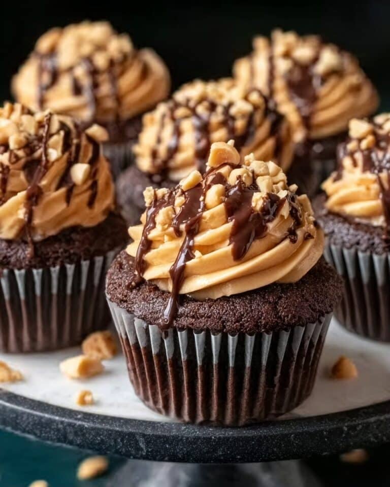 Gooey Chocolate Peanut Butter Cupcakes Recipe