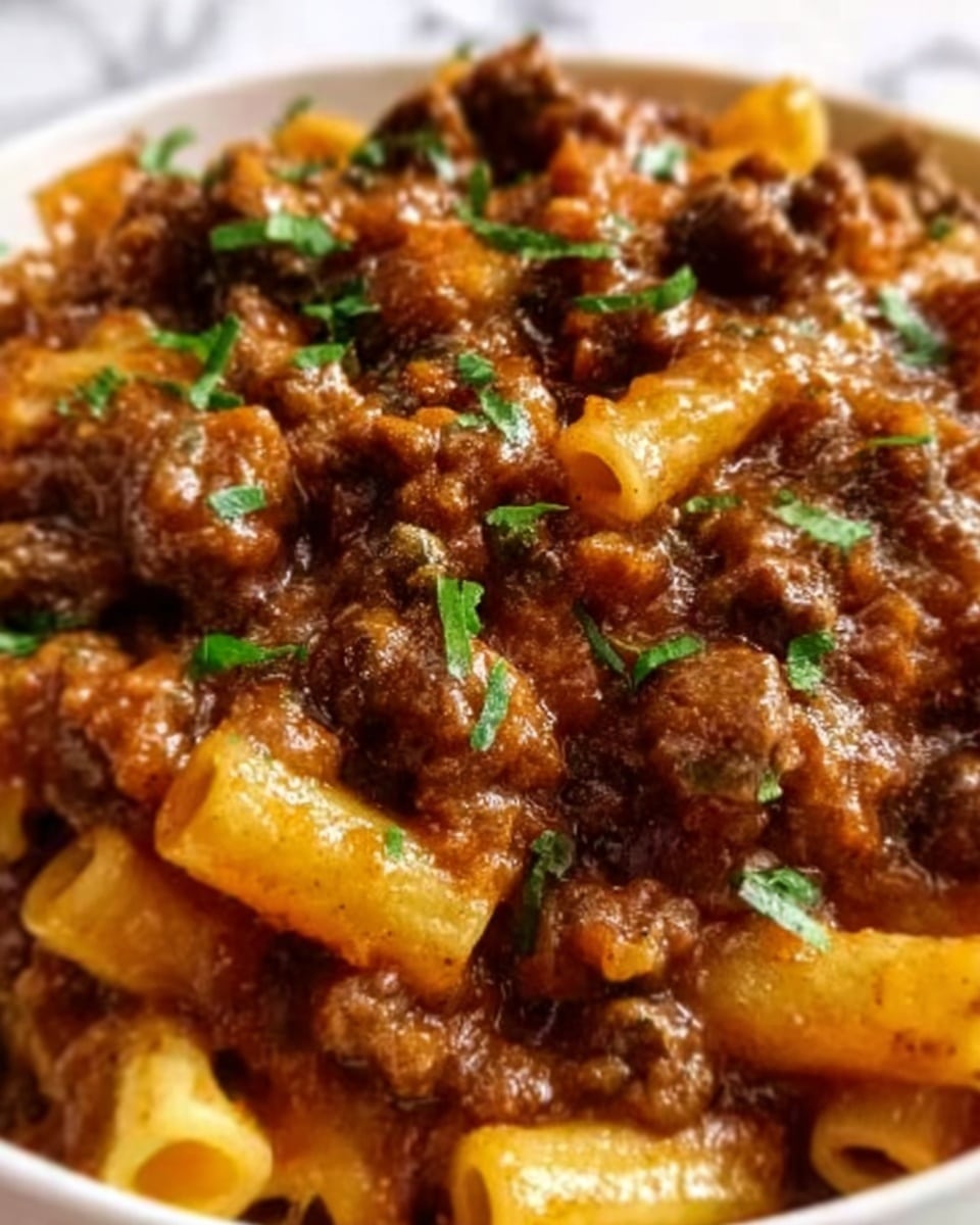 Creamy Garlic Beef Pasta Recipe - Recipe Image