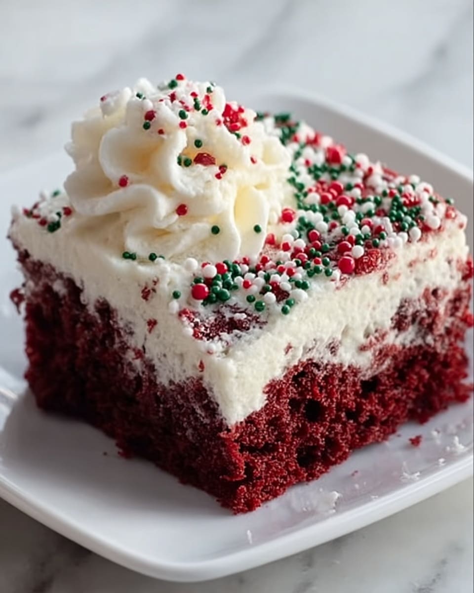 Christmas Red Velvet Poke Cake Recipe - Recipe Image