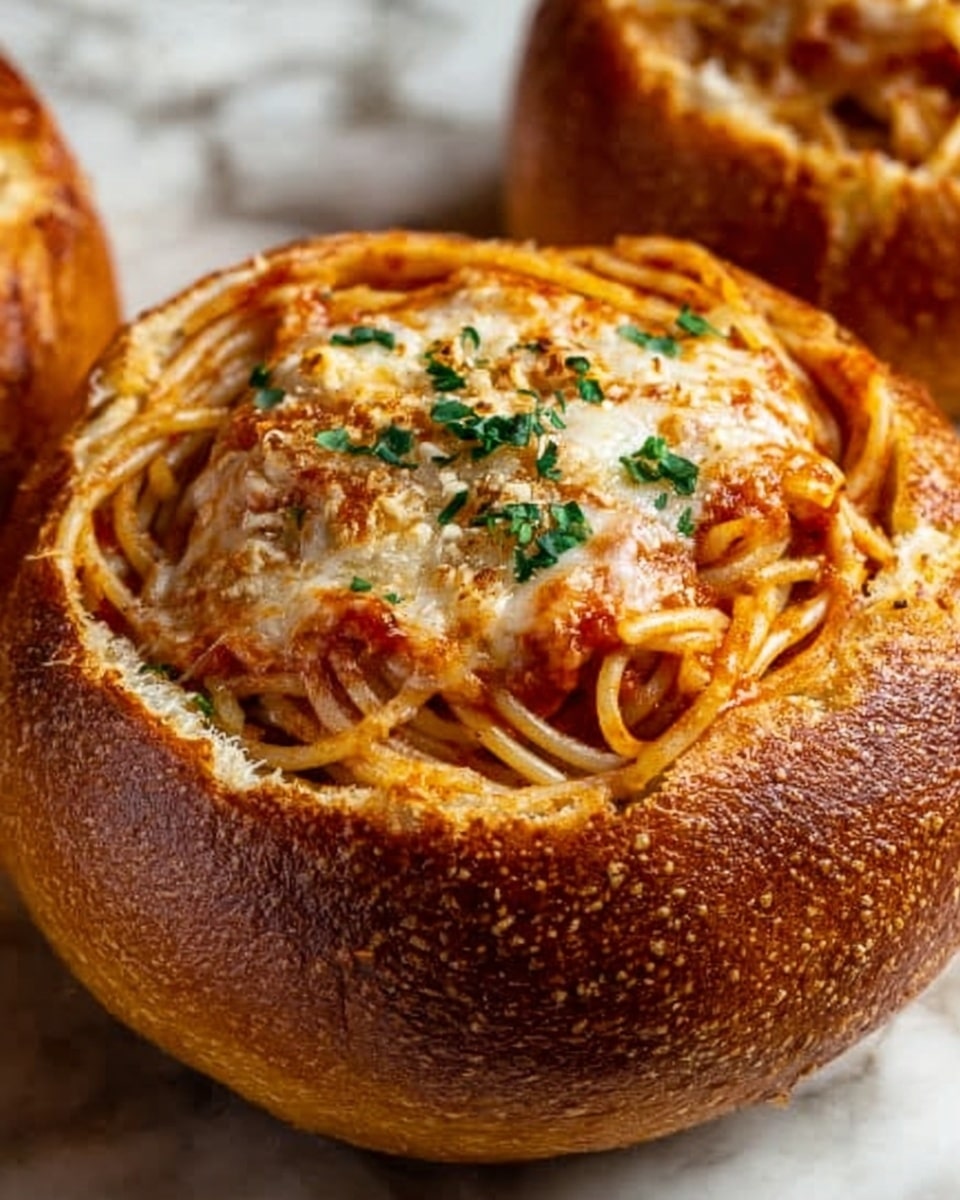 Spaghetti Garlic Bread Bowls: A Delicious Twist on Classic Comfort Food Recipe - Recipe Image