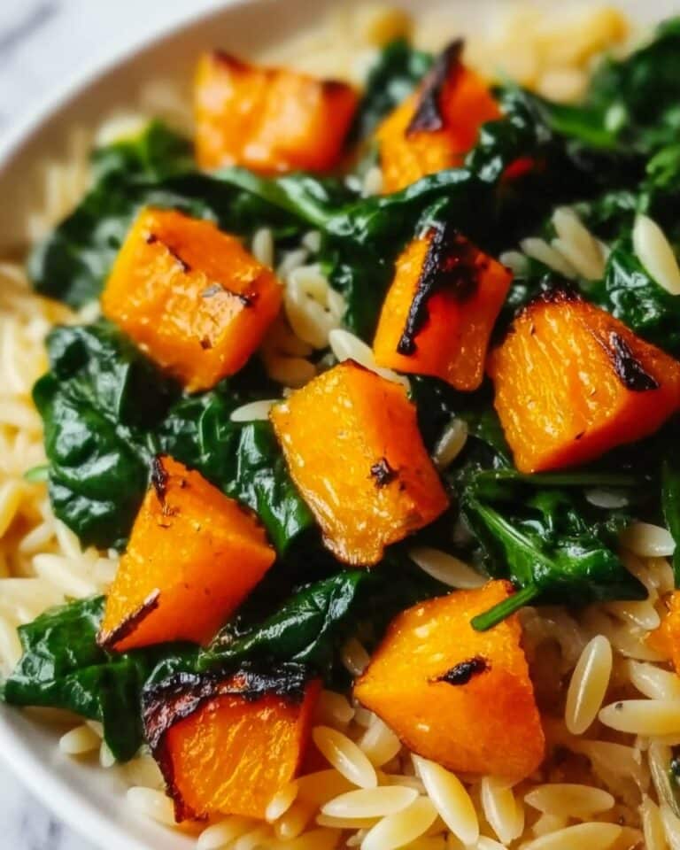 Orzo with Roasted Butternut Squash and Spinach Recipe
