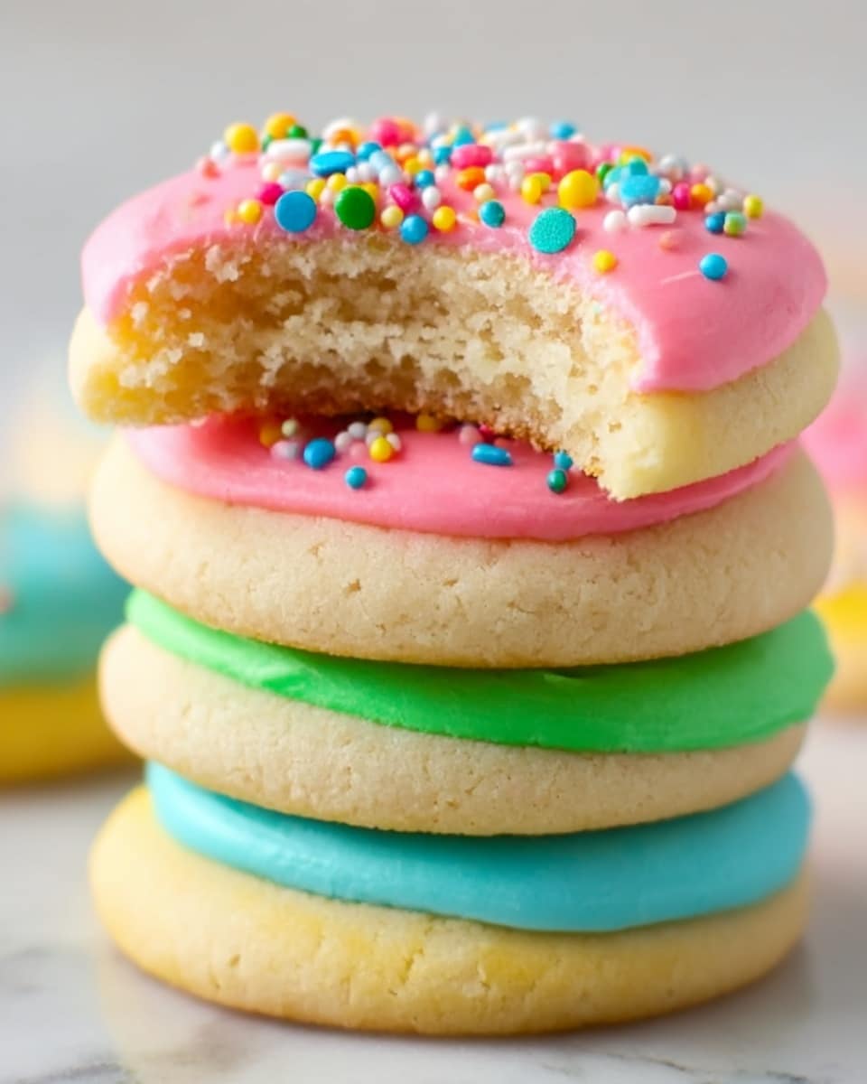 Easter Sugar Cookies with Colorful Icing and Sprinkles Recipe - Recipe Image