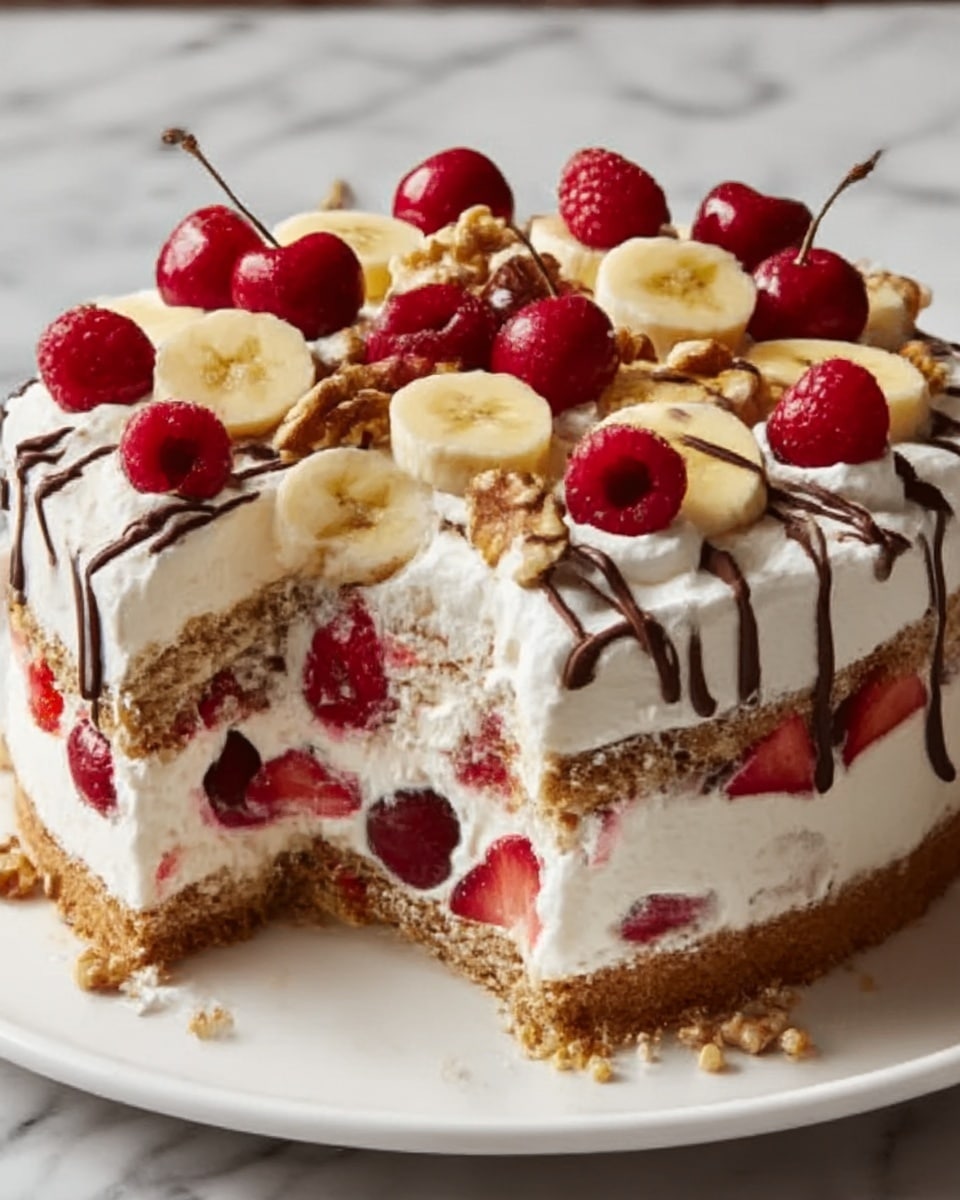 No-Bake Banana Split Cake Recipe - Recipe Image