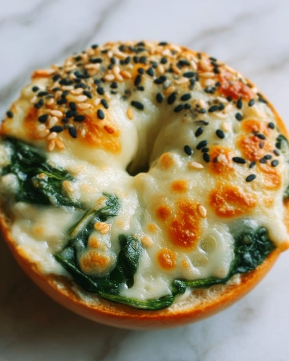 Cheesy Spinach-Artichoke Bagels Recipe - Recipe Image