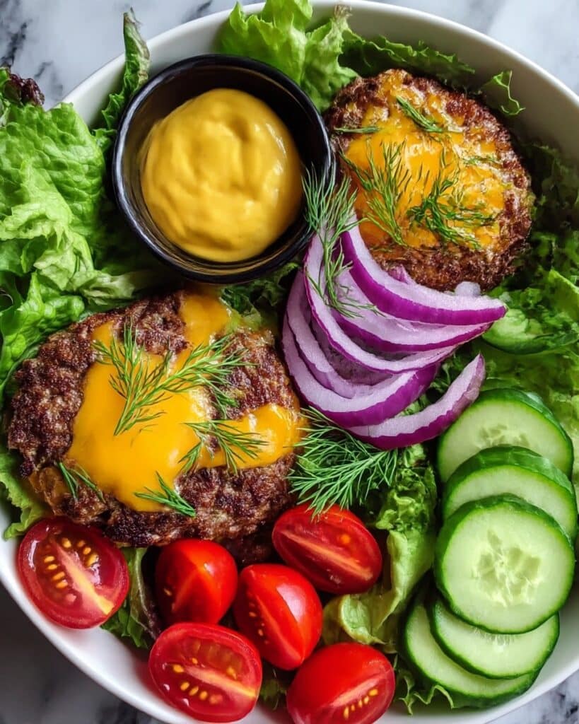 Grilled Juicy Burger Bowls with Fresh Greens Recipe