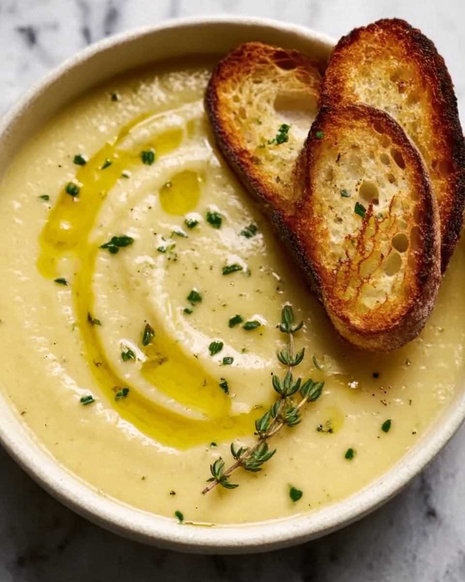 Celeriac Leek Soup with Thyme & Gruyère Toasts Recipe - Recipe Image