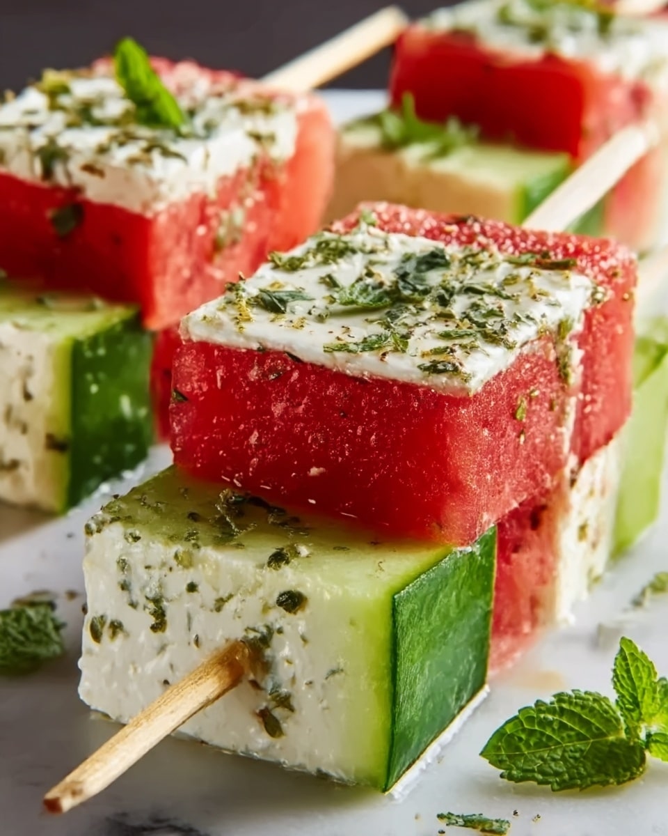 Watermelon Cucumber Feta Skewers: The Best 10-Minute Appetizer Recipe - Recipe Image