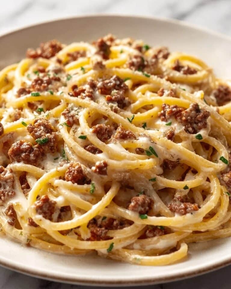 Creamy Ground Beef Alfredo Pasta Recipe