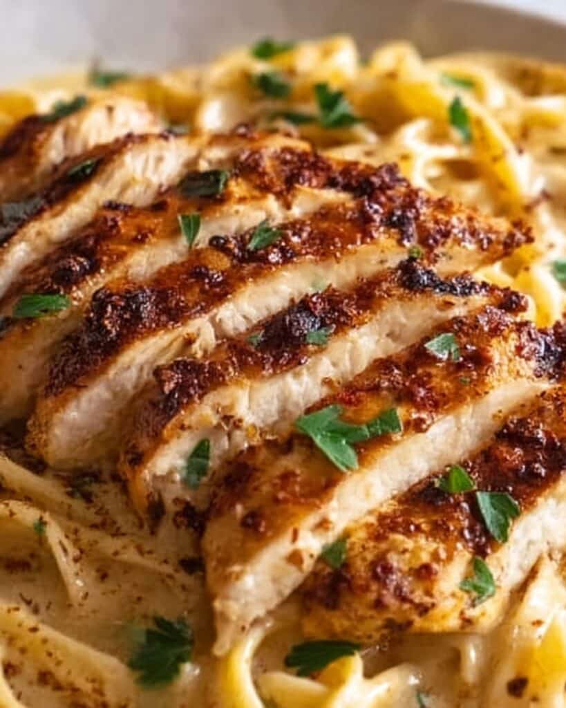 Savory Cajun Chicken over Creamy Parmesan Linguine Recipe
