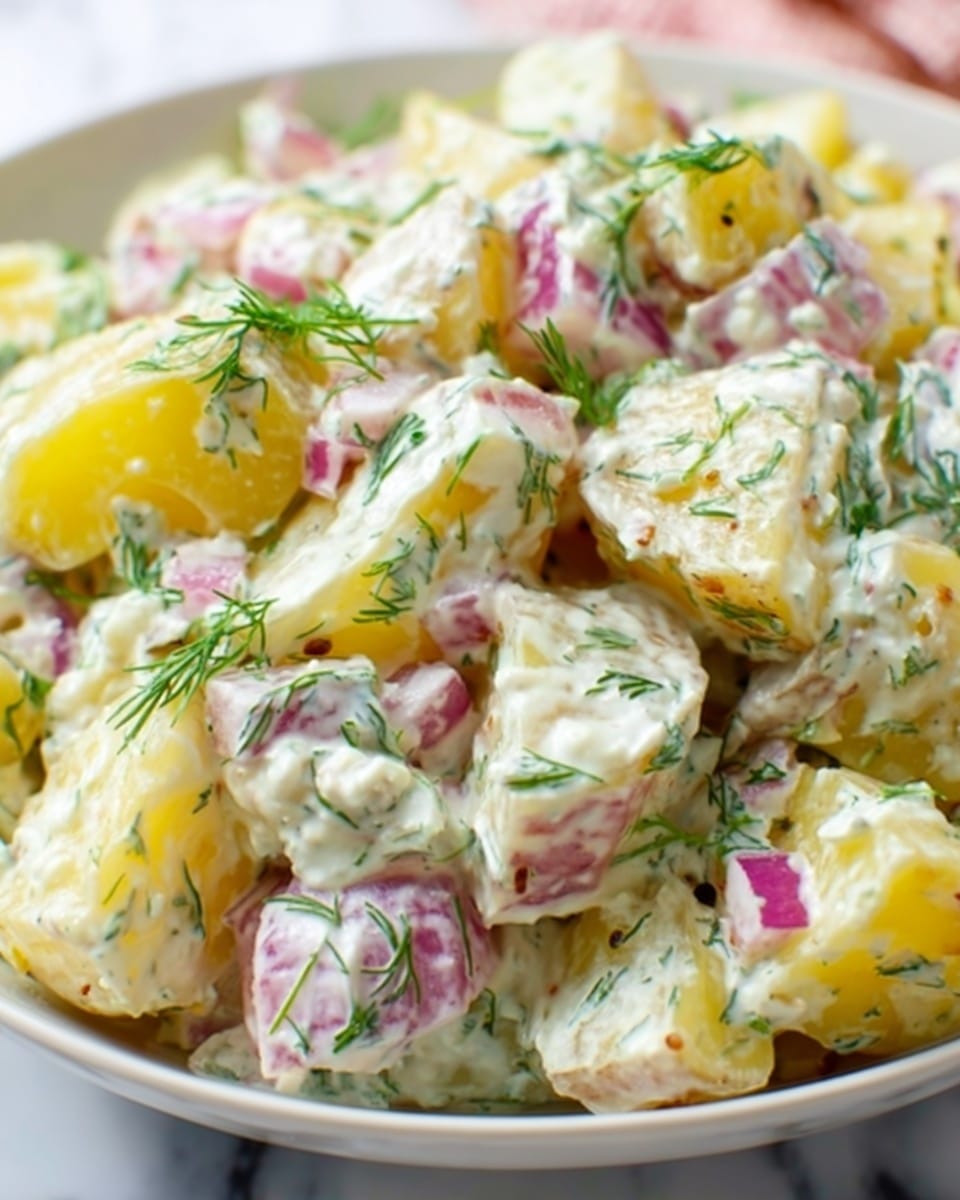 Smashed Roasted Potato Salad with Dill Pickles and Capers Recipe - Recipe Image