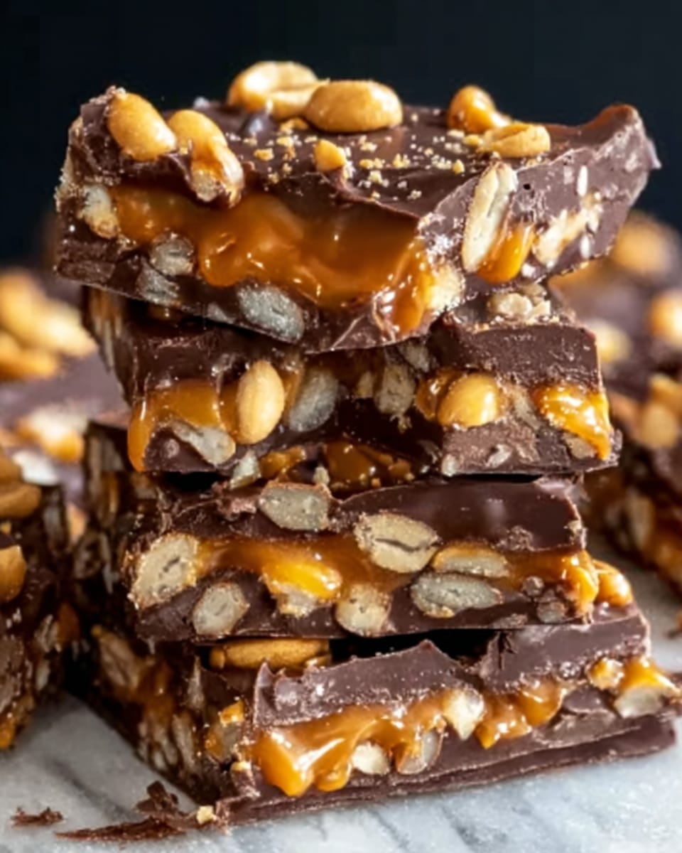 No Bake Crispy Snickers Bars Recipe - Recipe Image