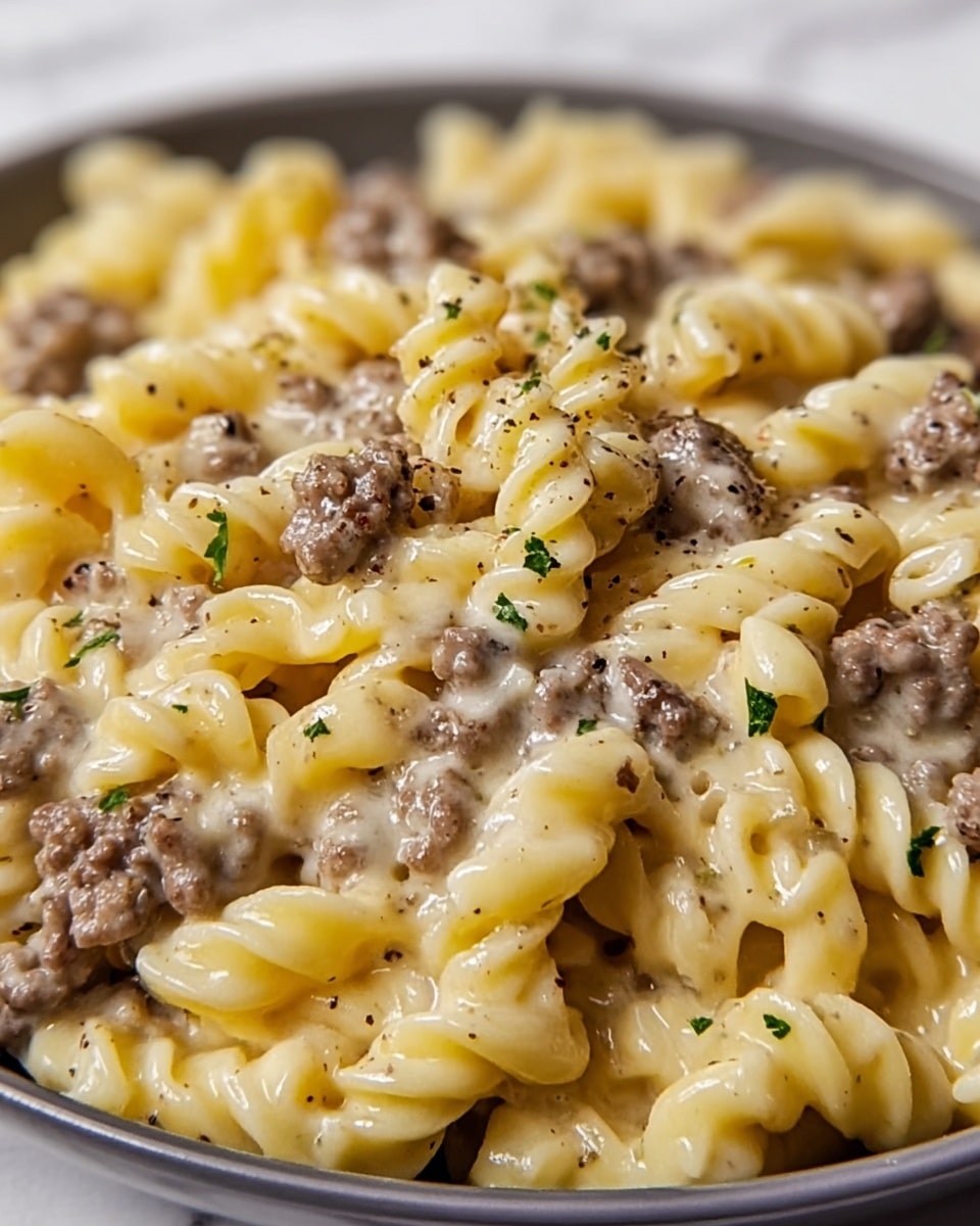 Creamy Ground Beef Alfredo Pasta Recipe - Recipe Image