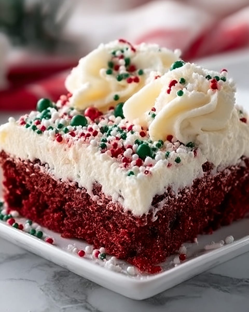 Christmas Red Velvet Poke Cake Recipe - Recipe Image