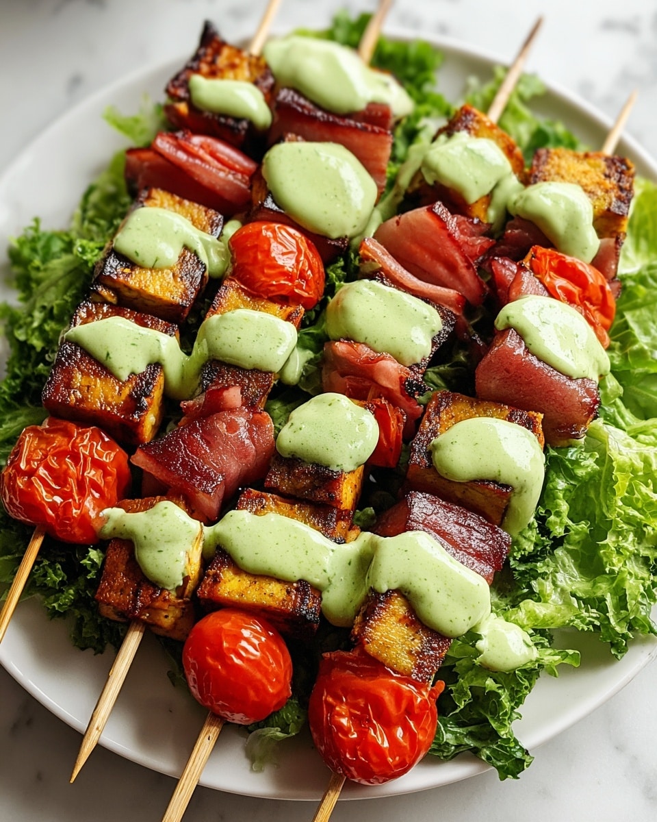 BLT Skewers with Avocado Sauce Recipe - Recipe Image