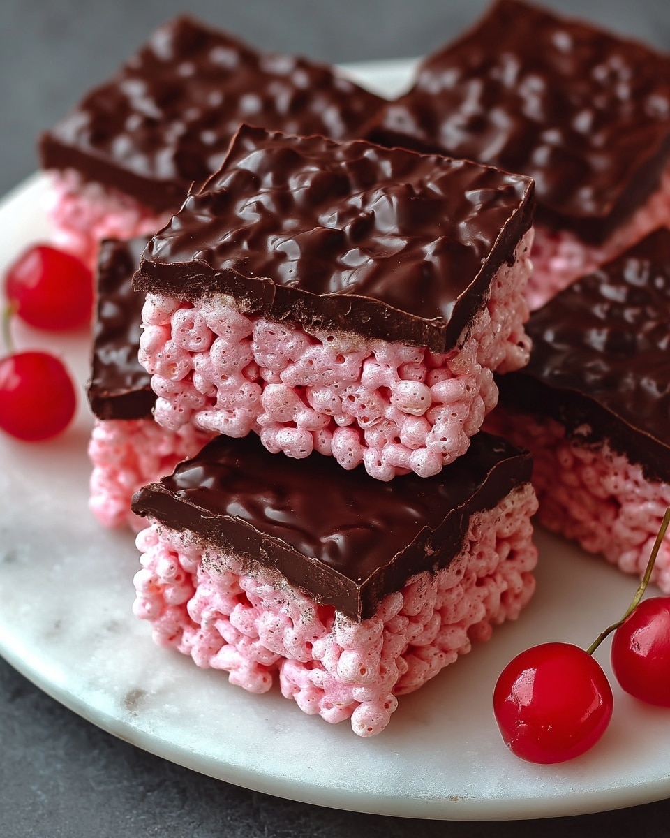 Chocolate Covered Cherry Rice Krispies Treats Recipe - Recipe Image