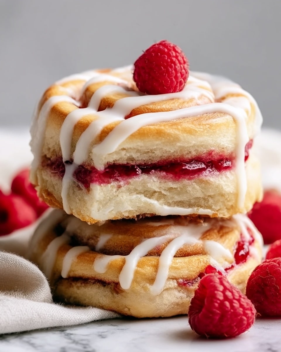 Raspberry Cinnamon Rolls with Lemon Glaze Recipe - Recipe Image