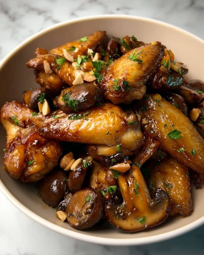 Savory Chicken Wings with Mushrooms Recipe