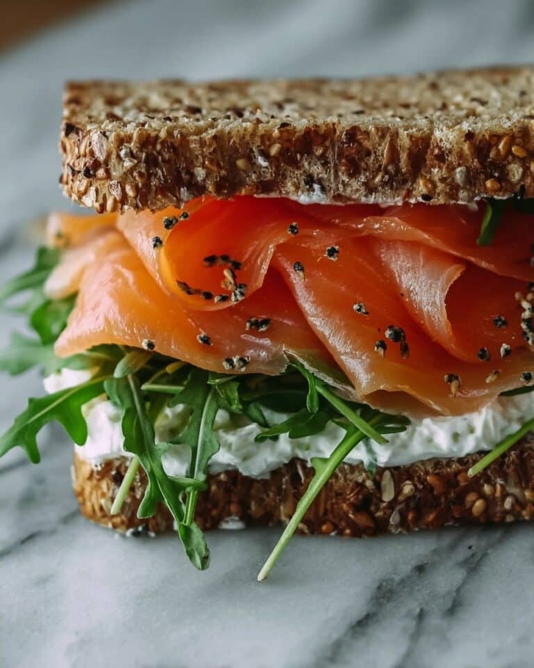 Smoked Salmon Sandwich with Dill Cream Cheese and Fresh Vegetables Recipe