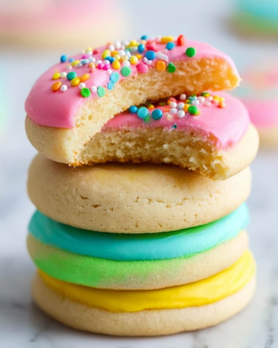 Easter Sugar Cookies with Colorful Icing and Sprinkles Recipe - Recipe Image