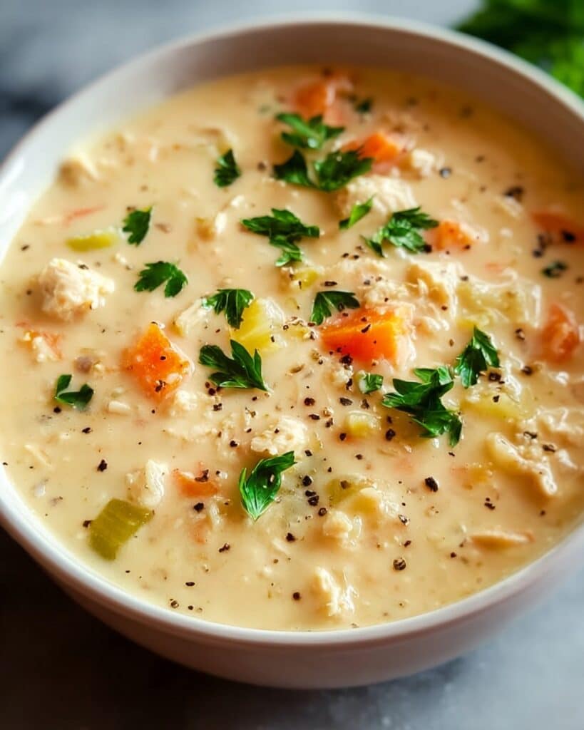 One Pot Creamy Italian Ground Chicken Soup Recipe