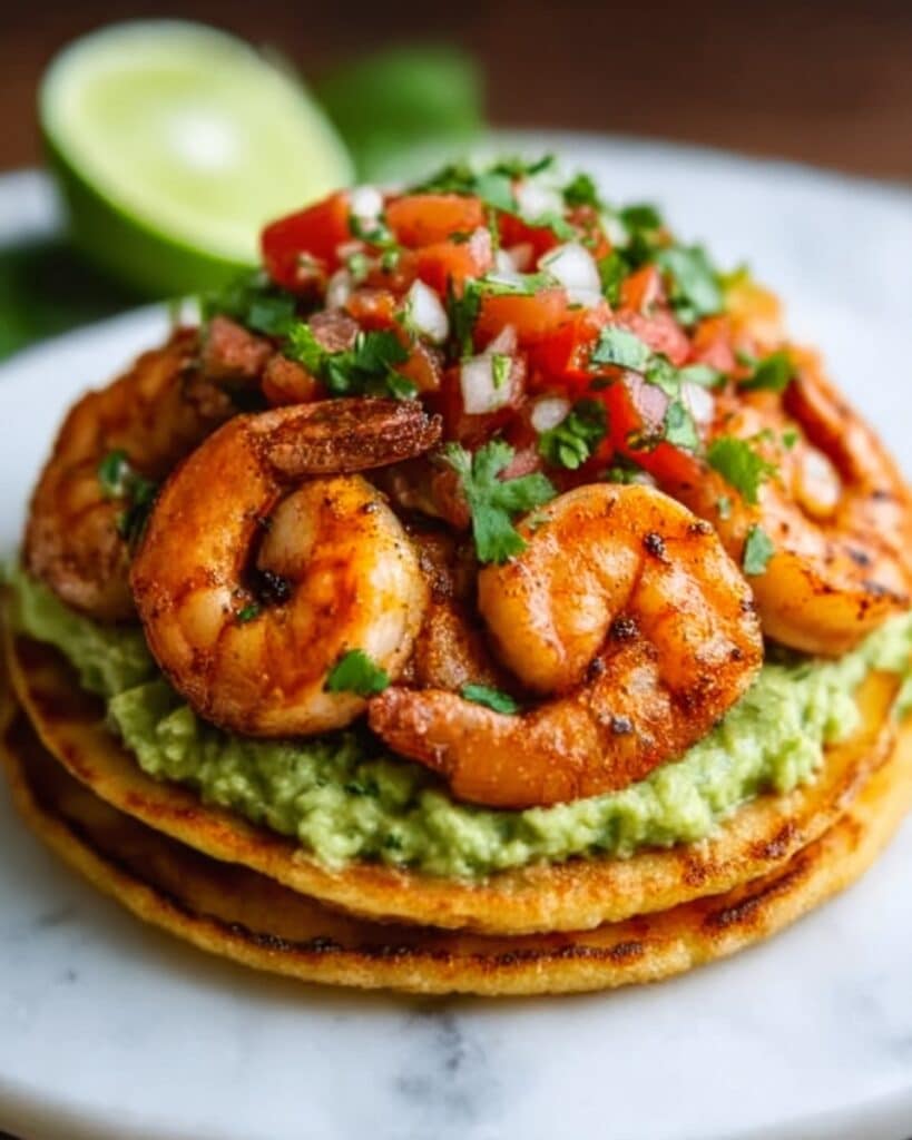 Grilled Shrimp Tostadas with Guacamole and Pico de Gallo Recipe