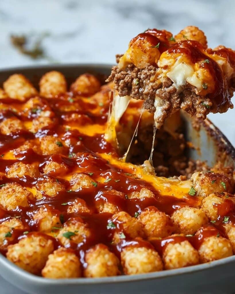Cheesy Tater Tot Meatloaf Casserole Recipe