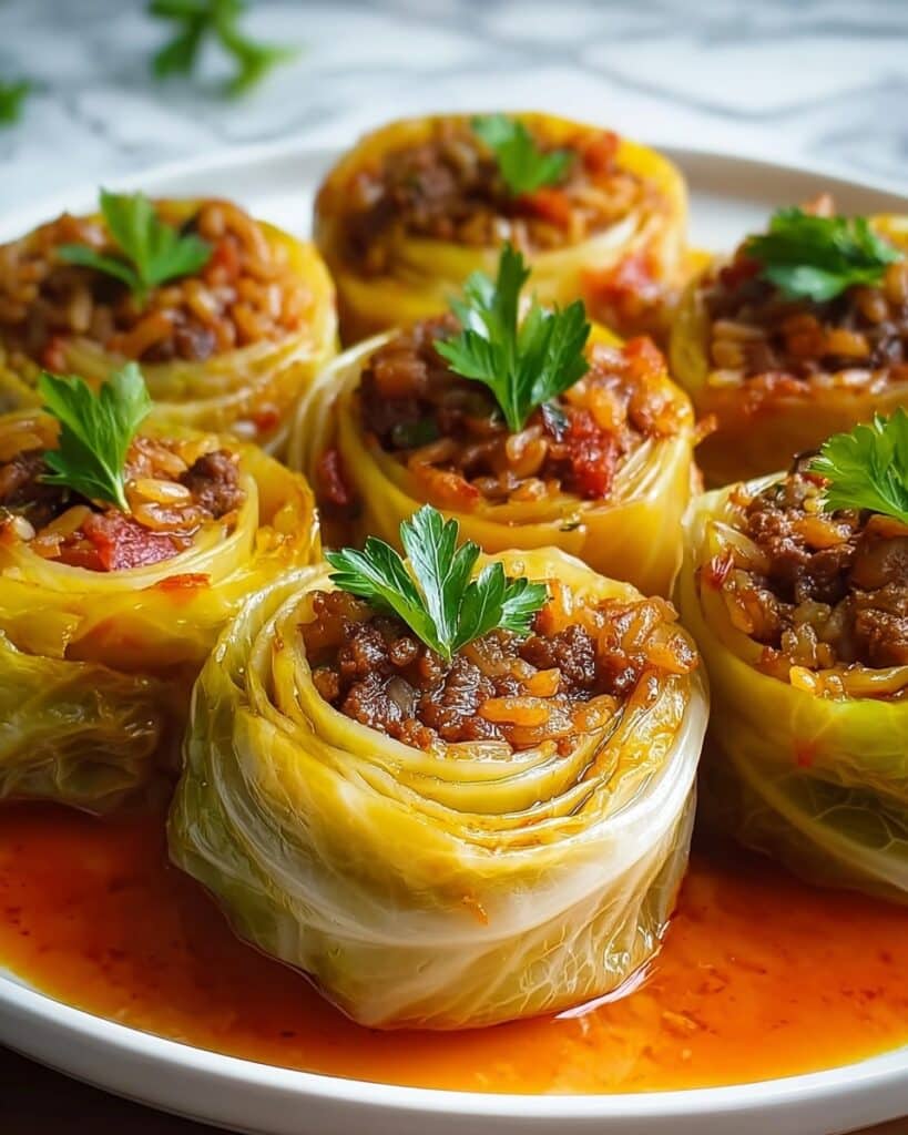 Stuffed Cabbage Rolls in Tomato Sauce Recipe