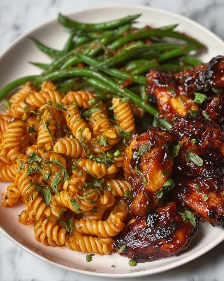 Jerk Wings with Rotel Pasta and Green Beans Recipe