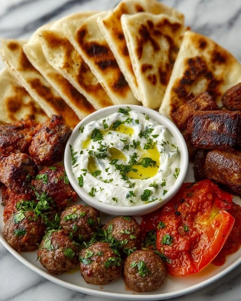 Greek Platter with Spicy Feta Wedges, Lamb Meatballs, Tzatziki, and Toasted Pitta Recipe