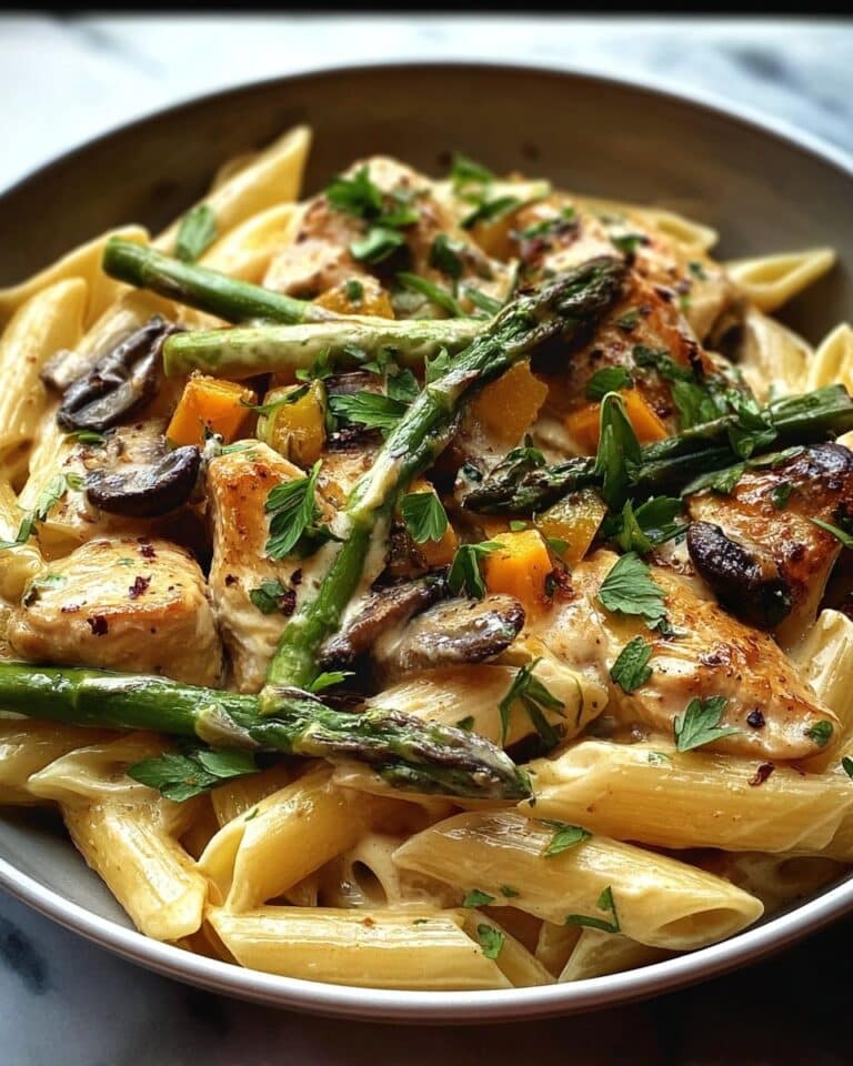 Creamy Mushroom and Asparagus Chicken Penne Recipe