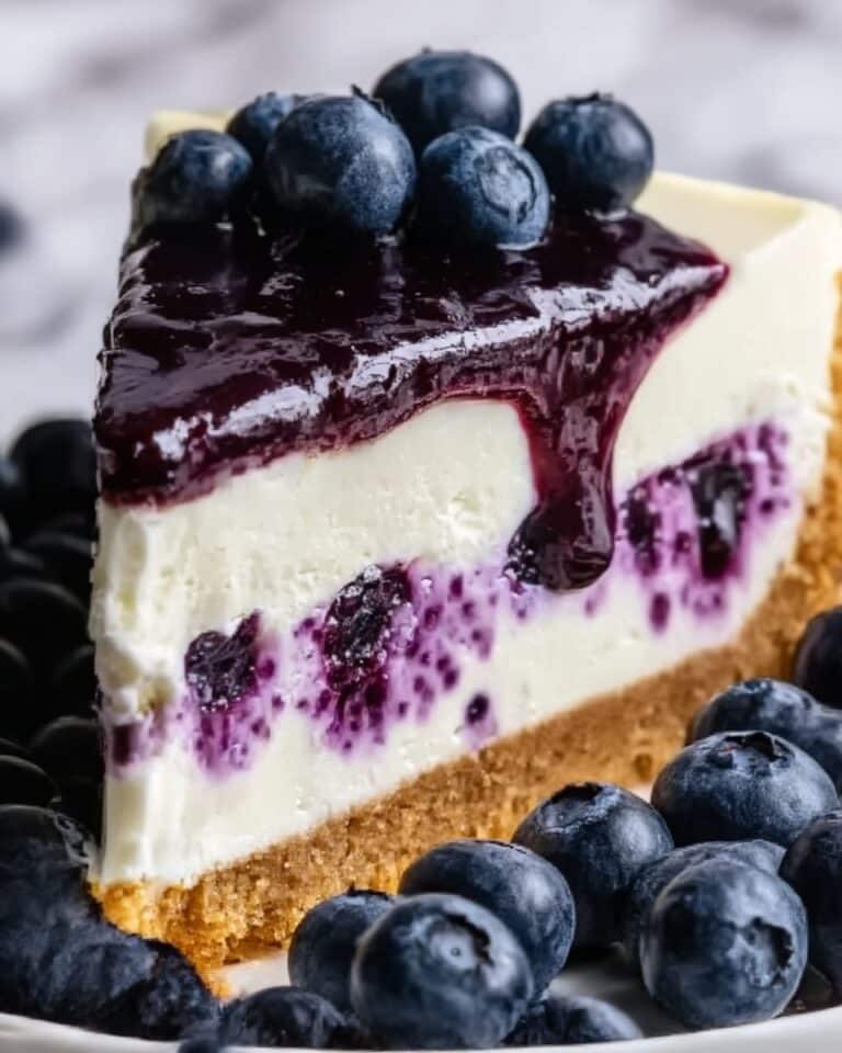 Blueberry Swirl Cheesecake with Silky Topping Recipe