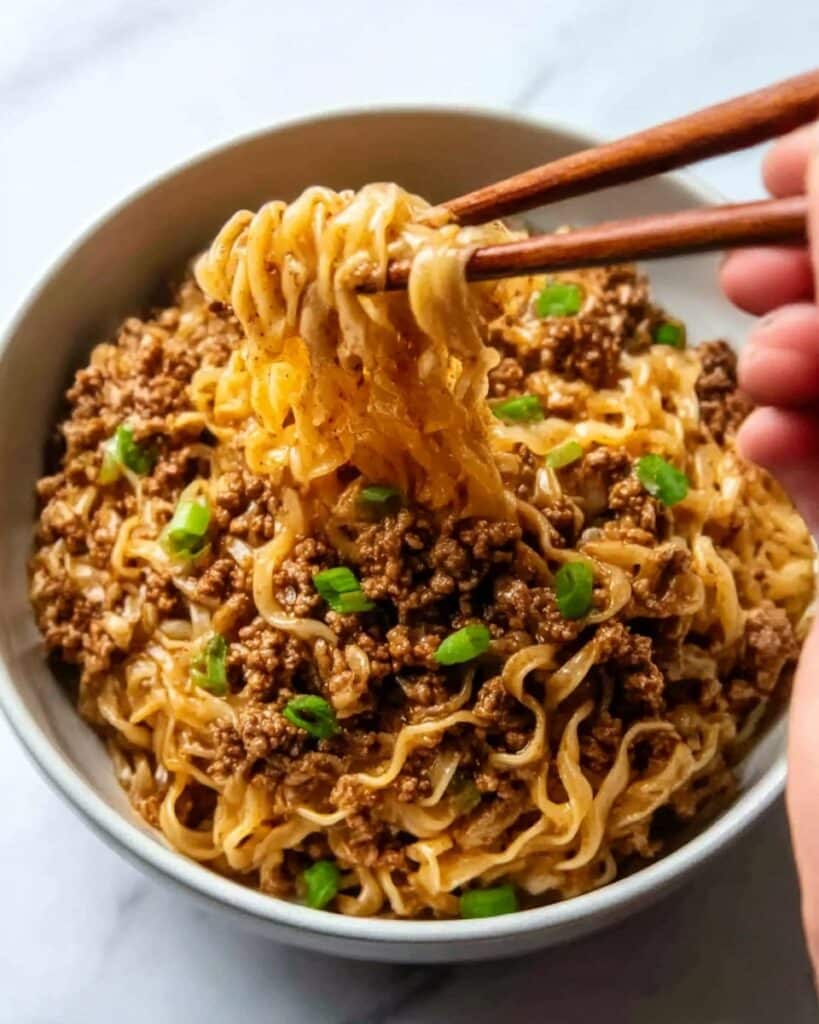 Mongolian Ground Beef Noodles Recipe