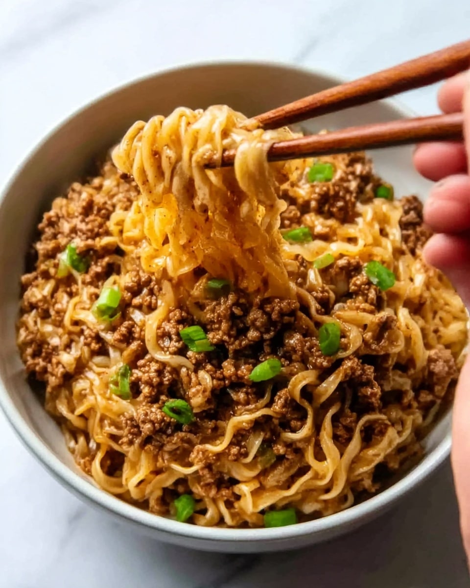 Mongolian Ground Beef Noodles Recipe - Recipe Image