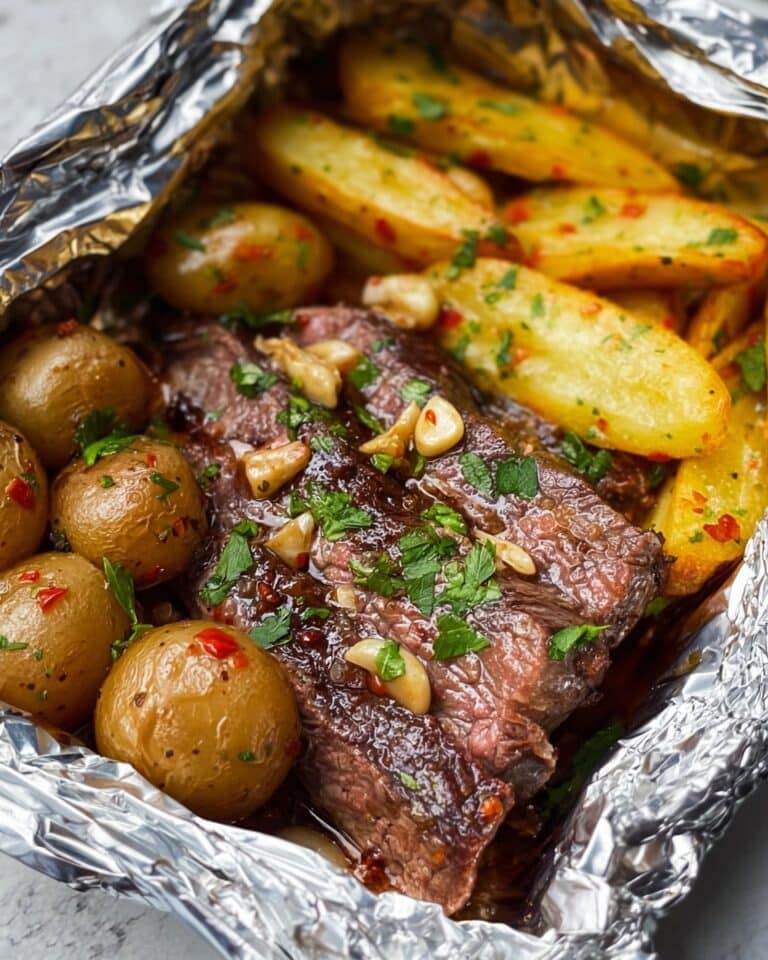 Garlic Butter Steak and Potato Foil Packets Recipe