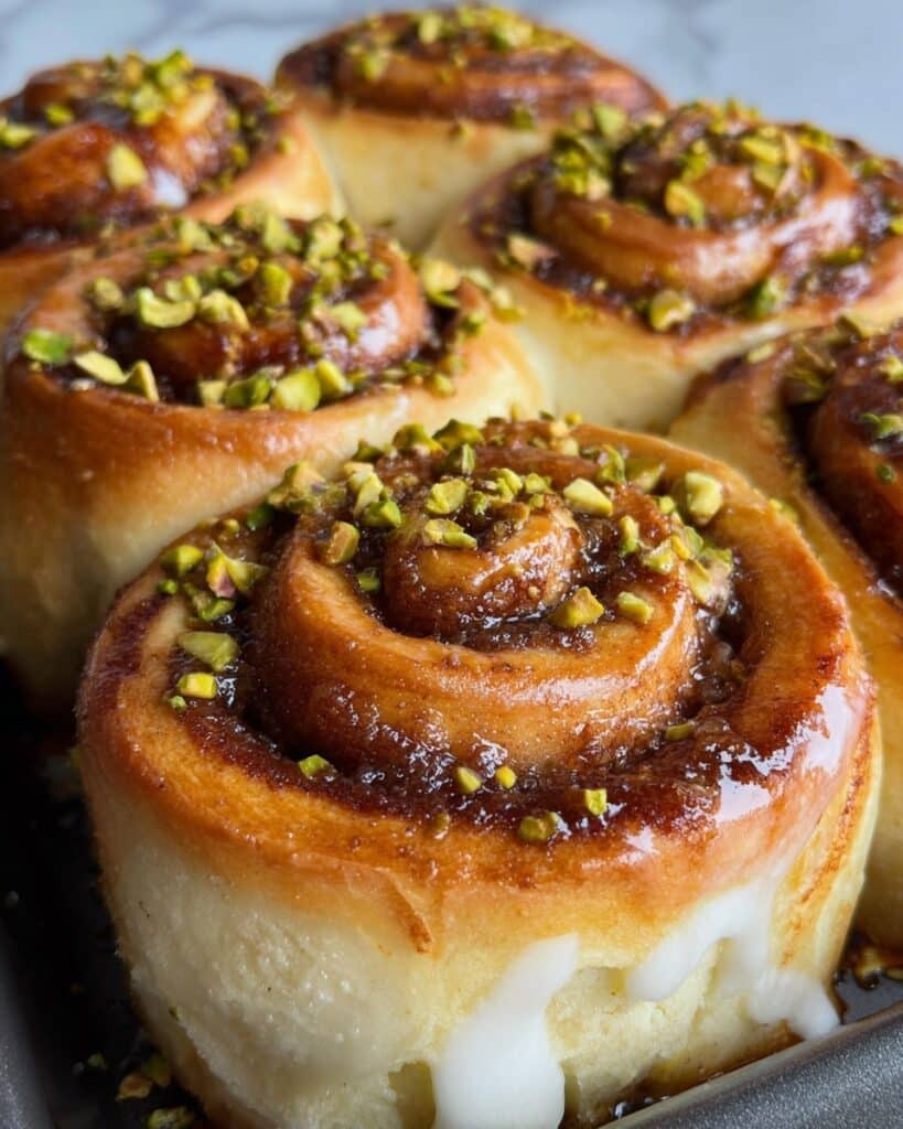White Chocolate Pistachio Cinnamon Rolls Recipe