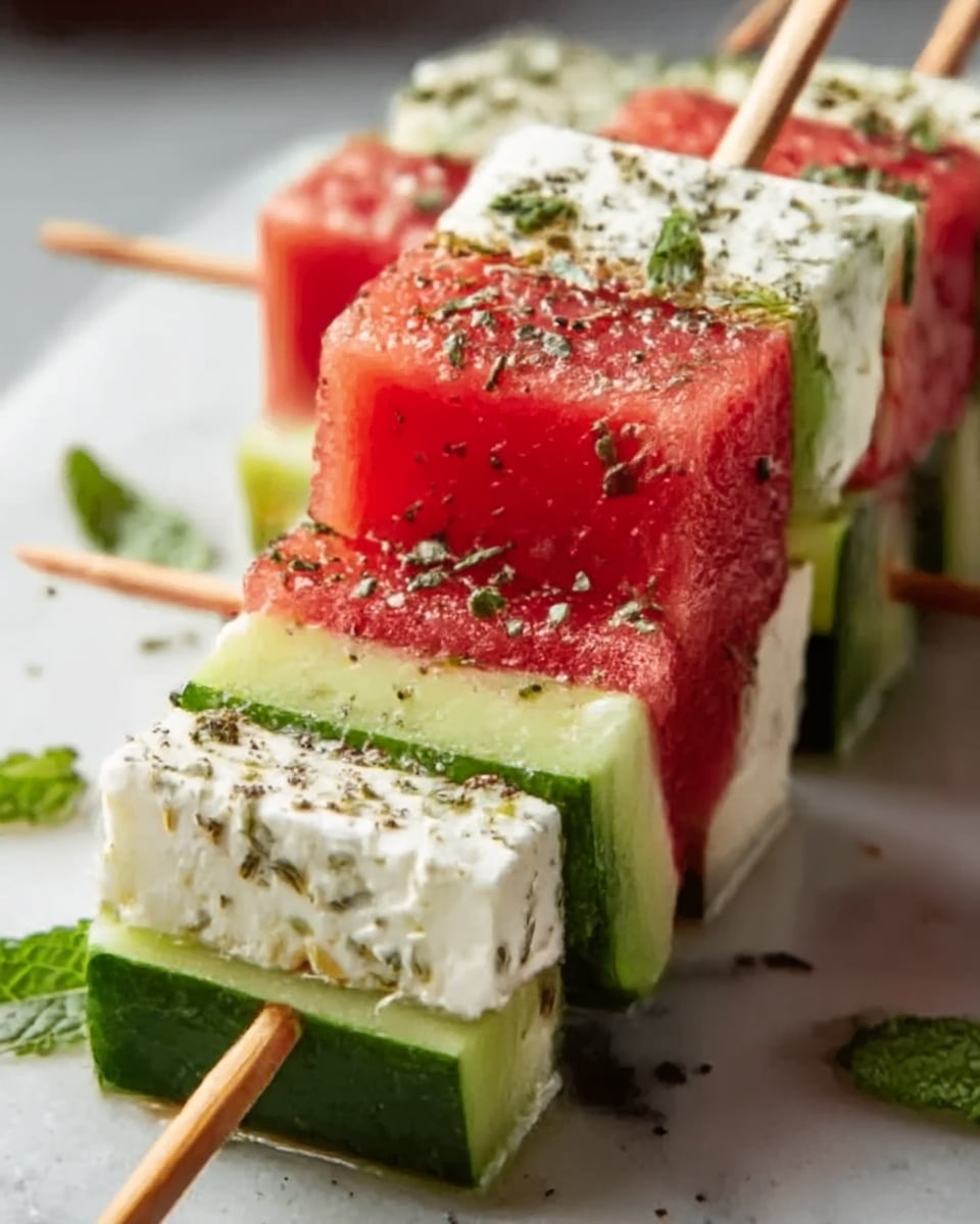 Watermelon Cucumber Feta Skewers: The Best 10-Minute Appetizer Recipe - Recipe Image