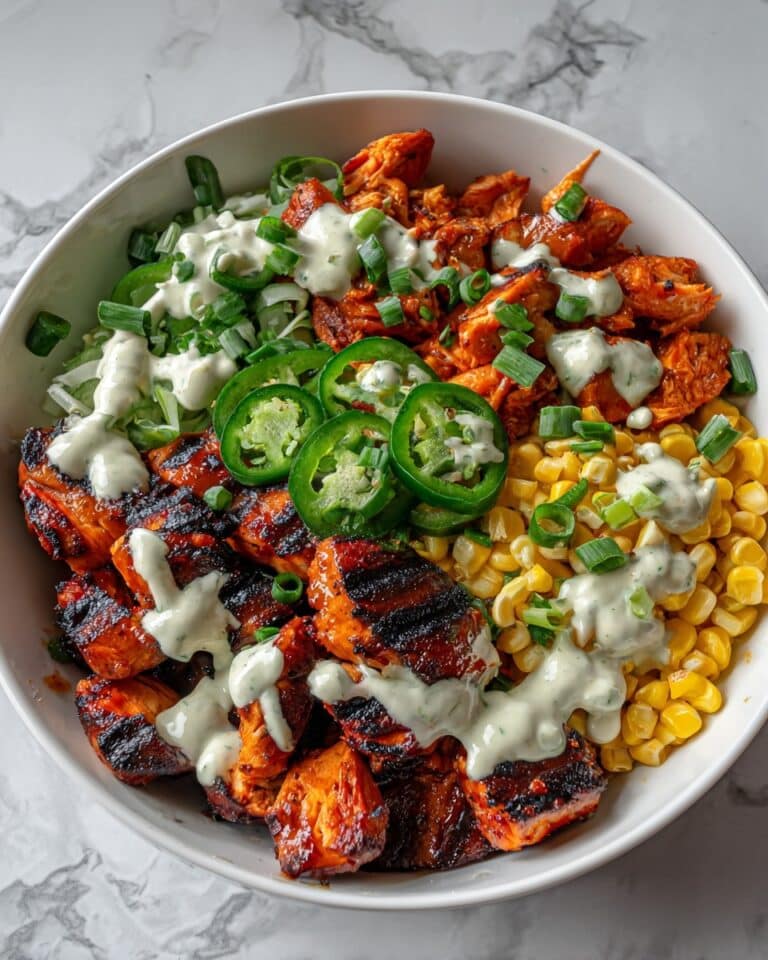 Grilled Chicken Bowl with Corn, Jalapeños & Creamy Sauce Recipe
