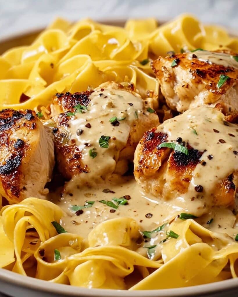 One-Pan Creamy Garlic Butter Chicken with Egg Noodles Recipe