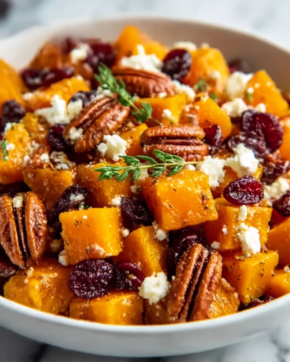 Sweet and Savory Honey Roasted Butternut Squash with Cranberries, Pecans, and Feta Recipe - Recipe Image