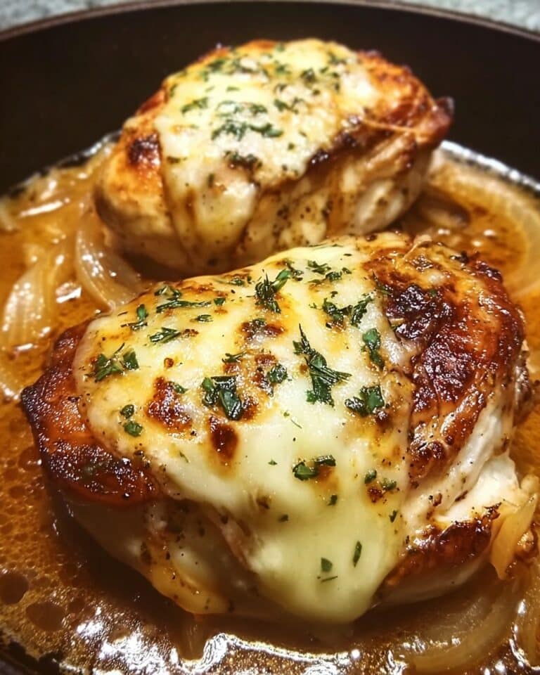 Easy One Pan French Onion Stuffed Chicken Recipe