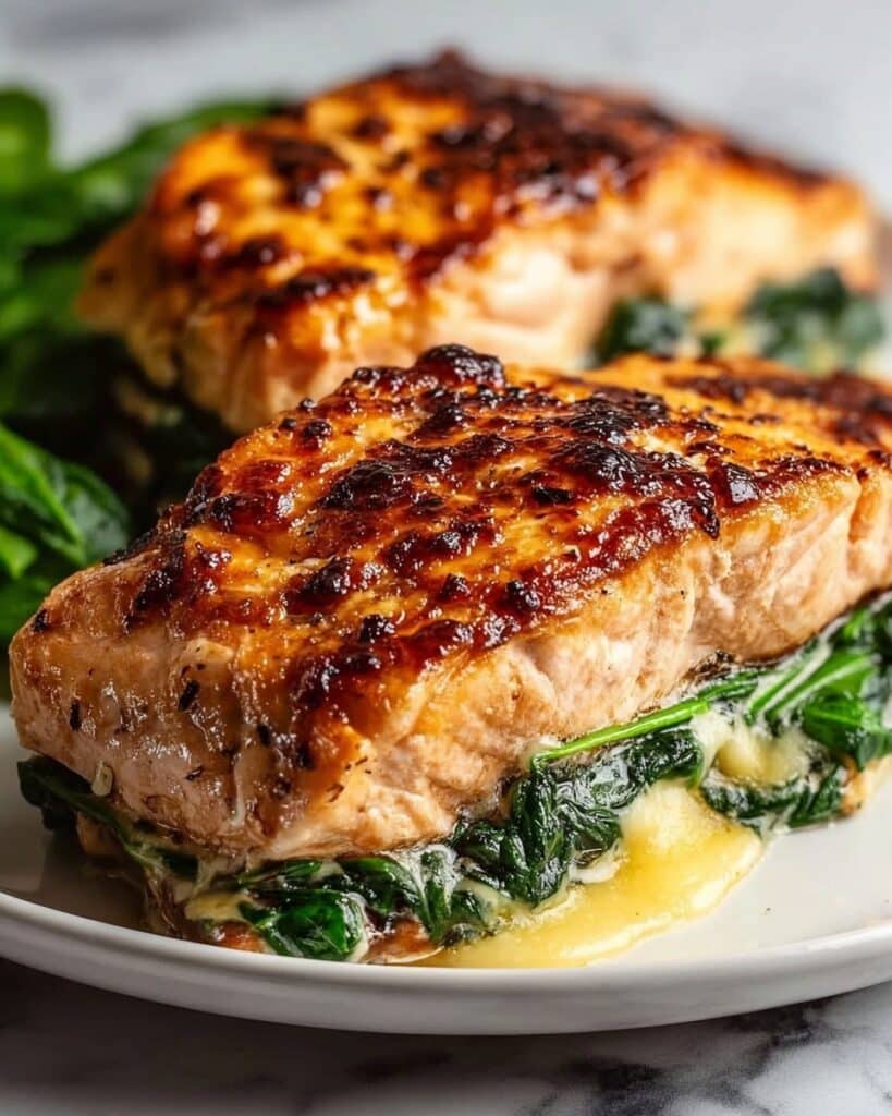 Blackened Salmon Stuffed with Spinach & Parmesan Recipe