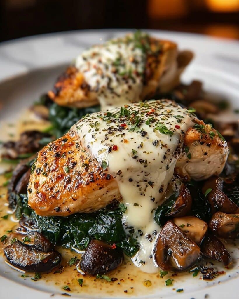 Baked Chicken with Spinach and Mushrooms Recipe