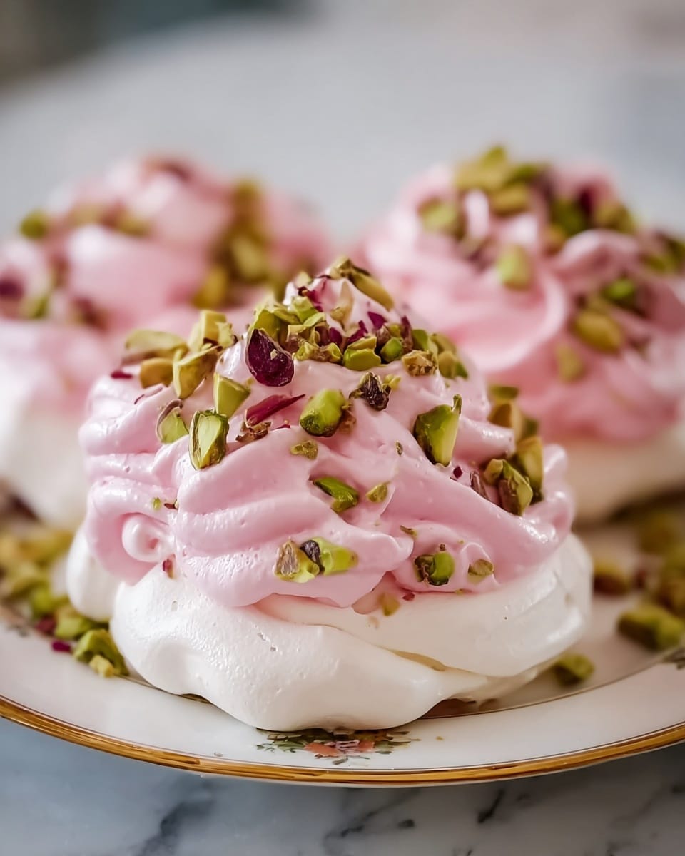 Rose Meringues with Pistachios Recipe - Recipe Image
